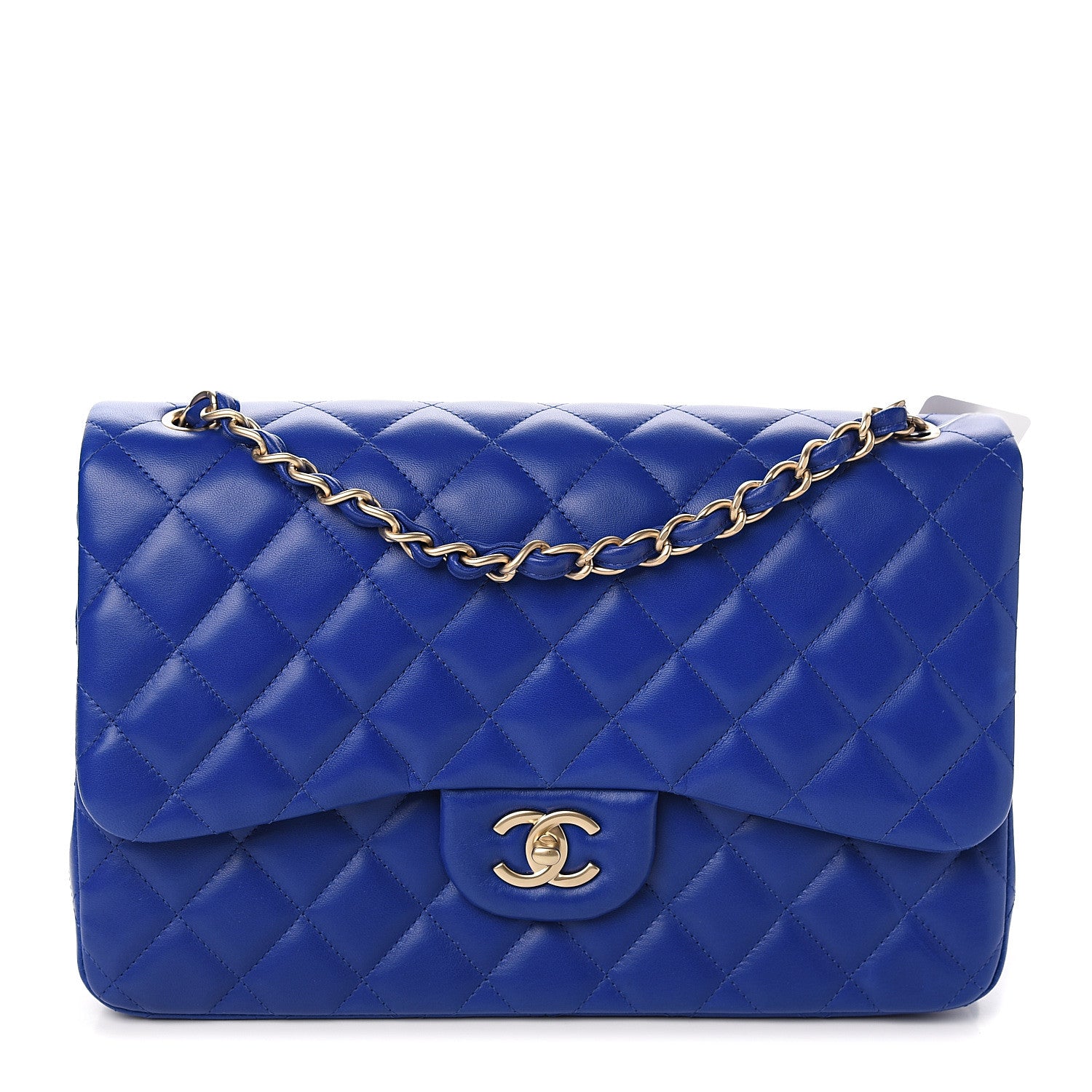 Chanel Lambskin Quilted Jumbo Double Flap Blue 1 of 10