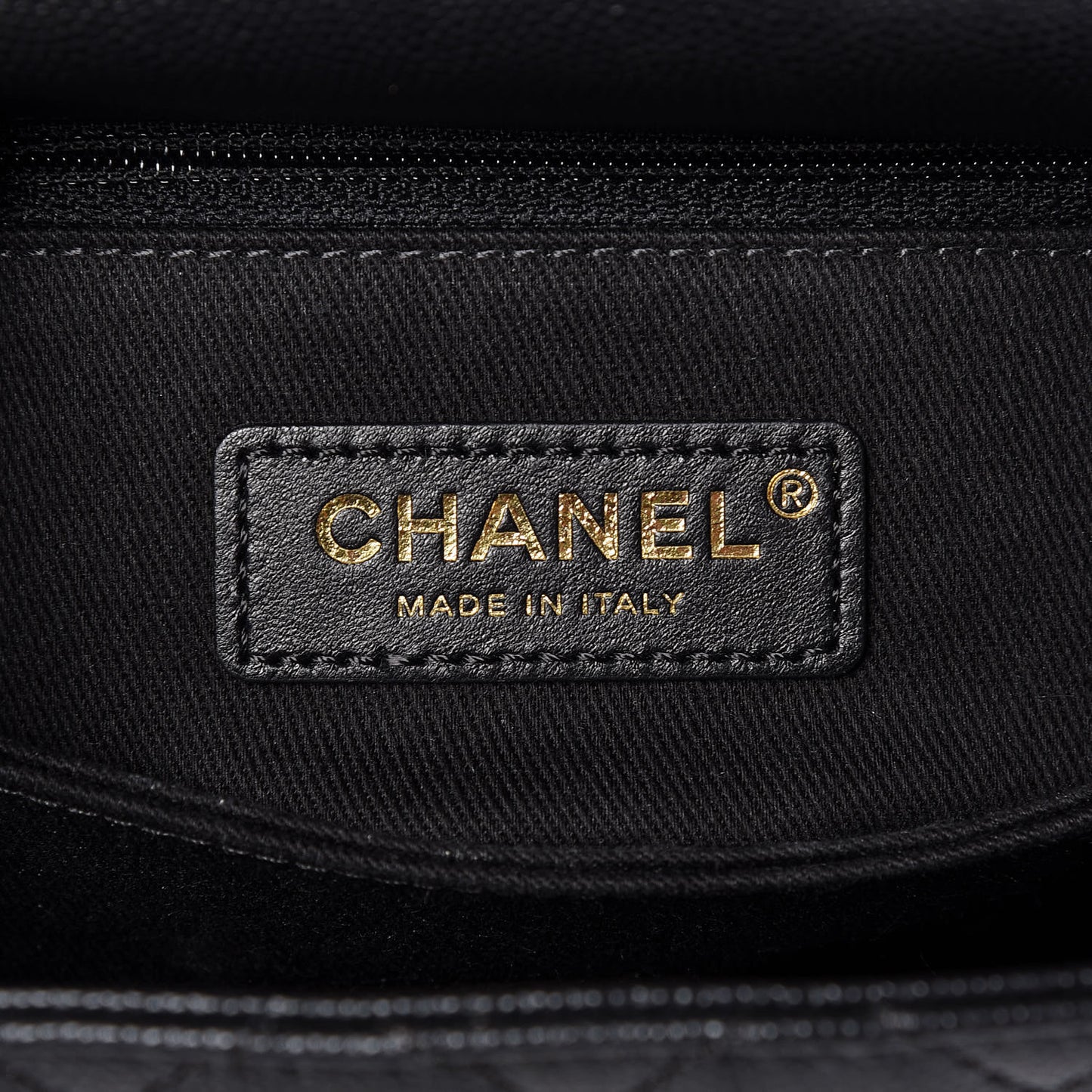 Caviar Lizard Embossed Quilted Mini Coco Handle Flap Black