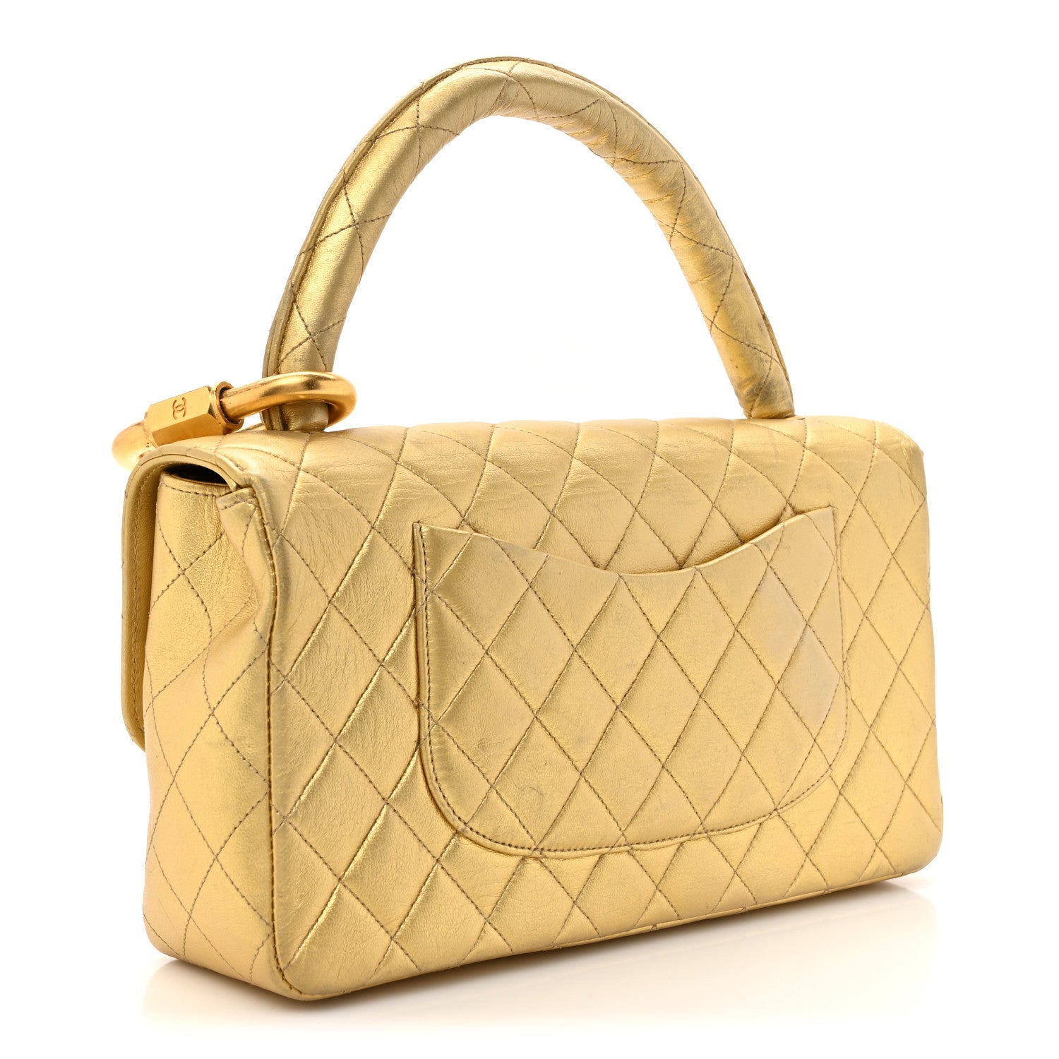 Chanel Metallic Lambskin Quilted Parent Child Kelly Flap Gold 6 of 29
