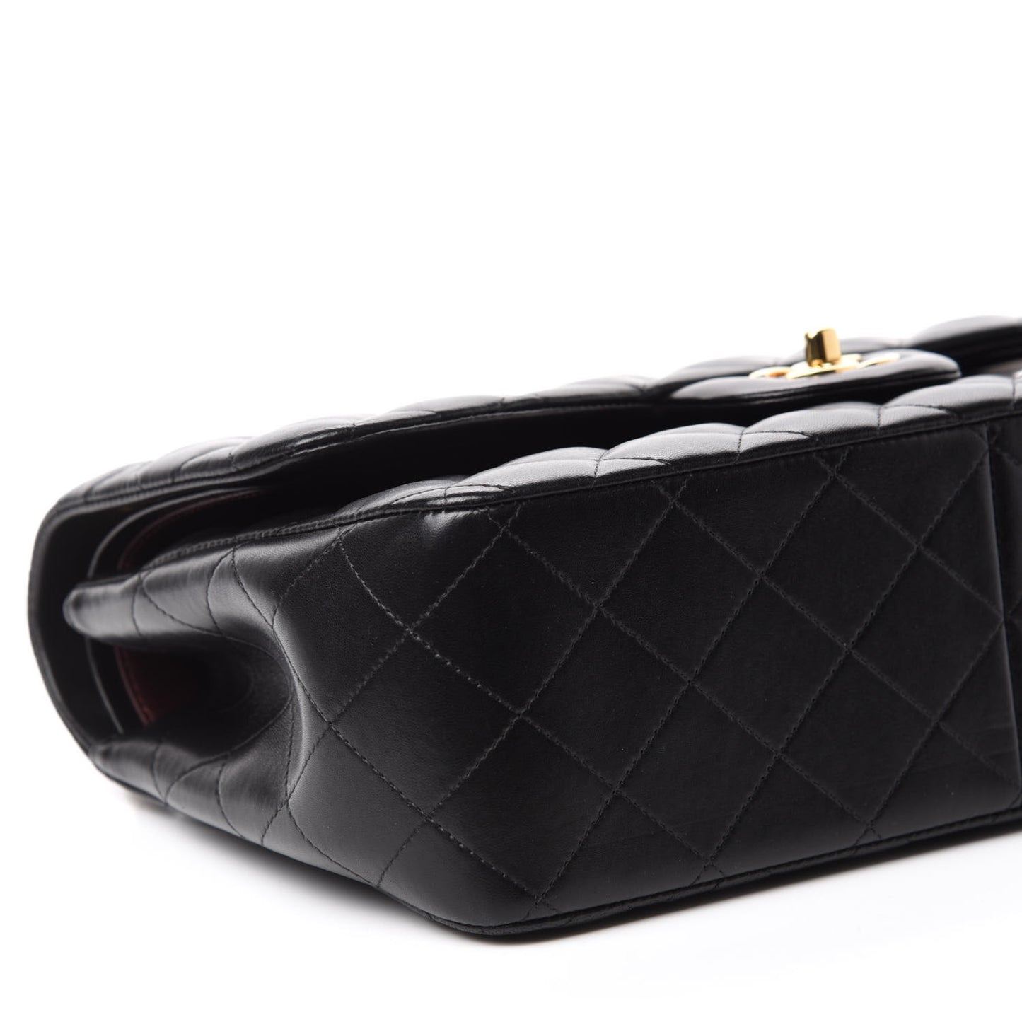 Lambskin Quilted Jumbo Double Flap Black