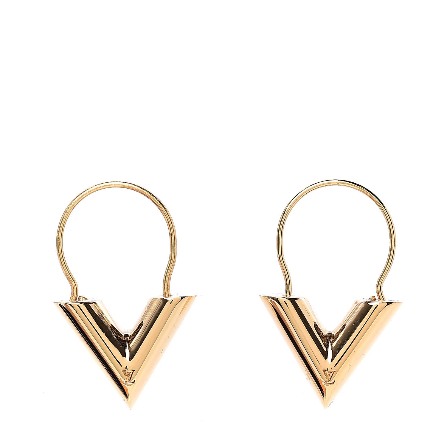 Louis Vuitton Brass Essential V Hoop Earrings Gold 1 of 5