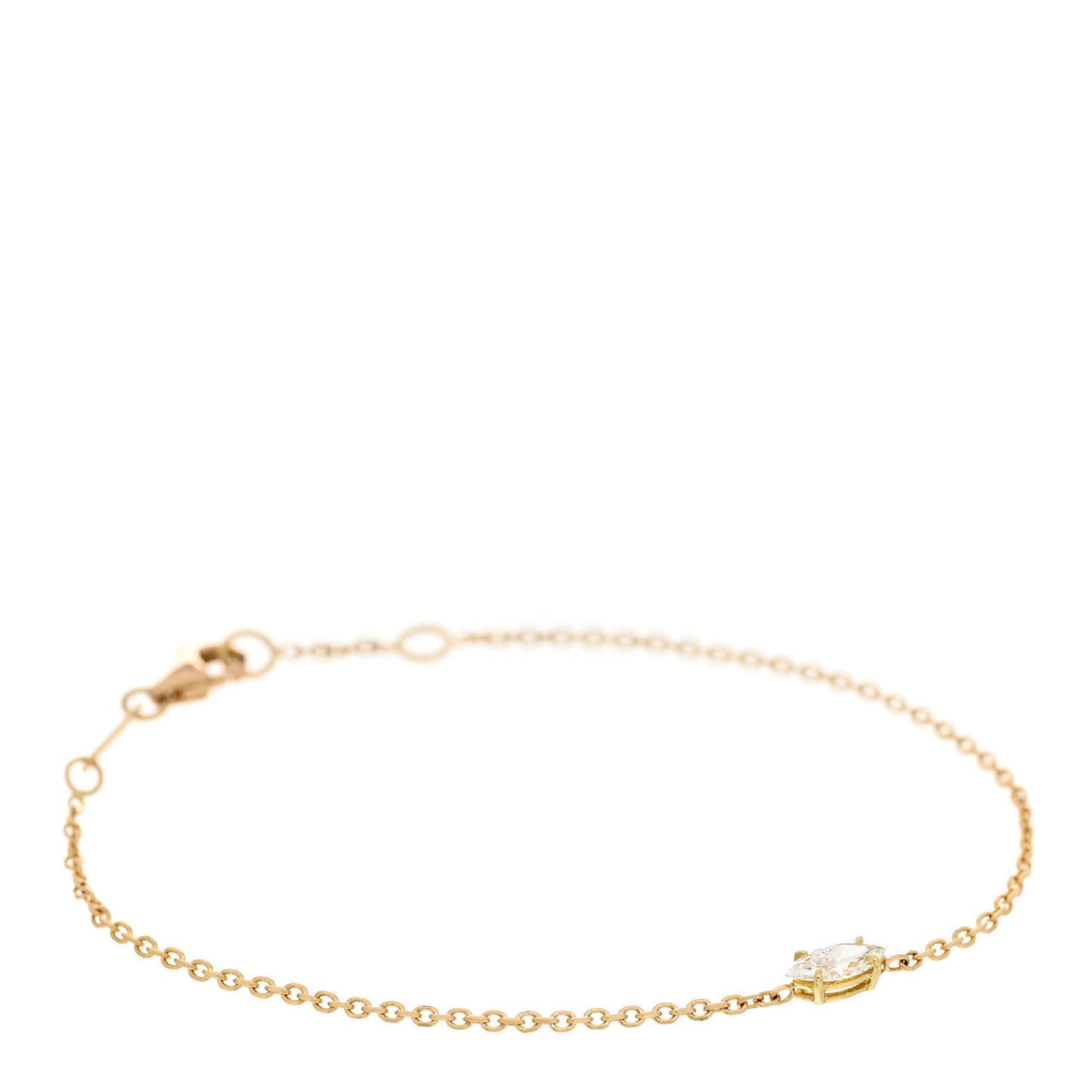 18K Yellow Gold Diamond Marquise Chain Bracelet