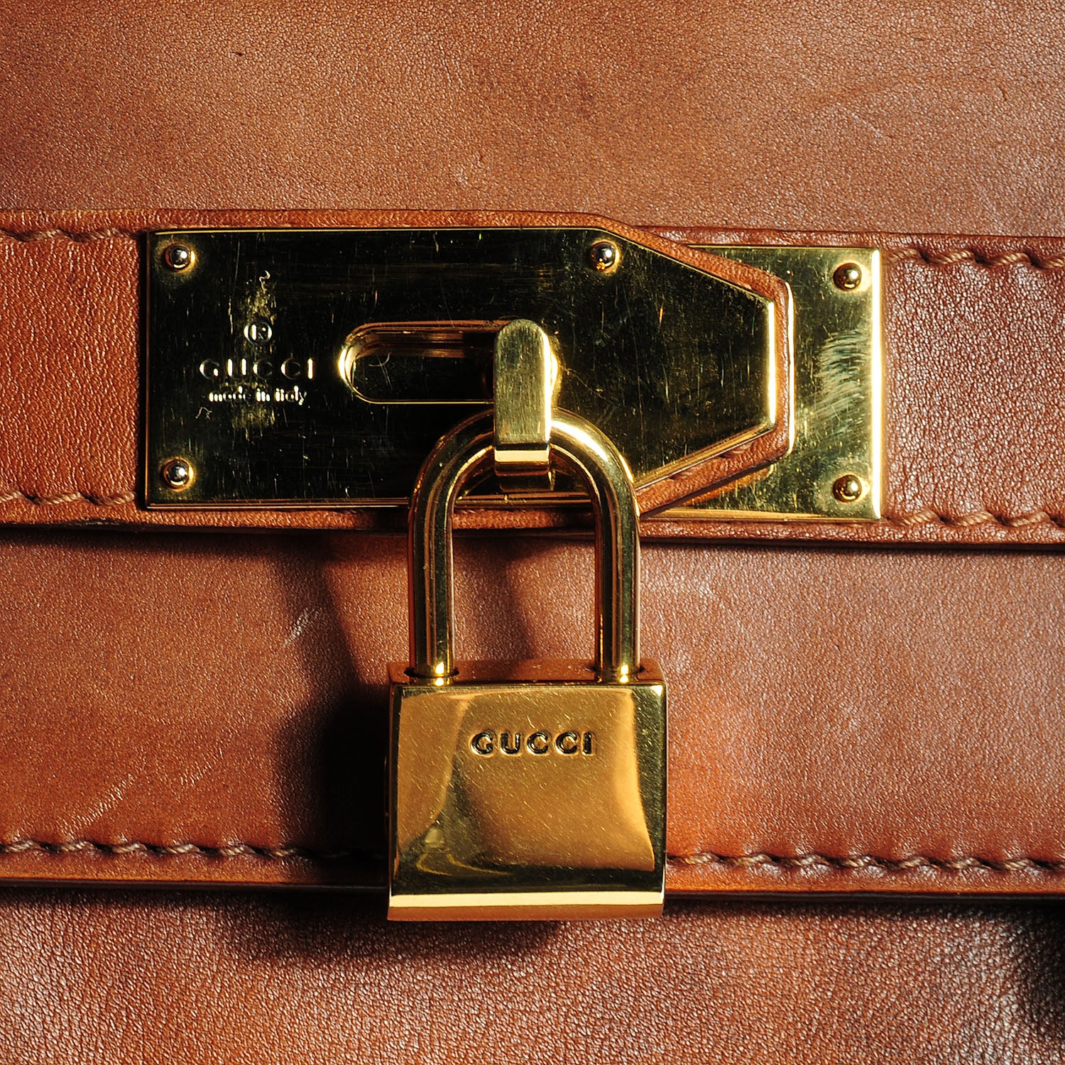 Gucci Leather Handmade Large Top Handle Bag Brown 8 of 8