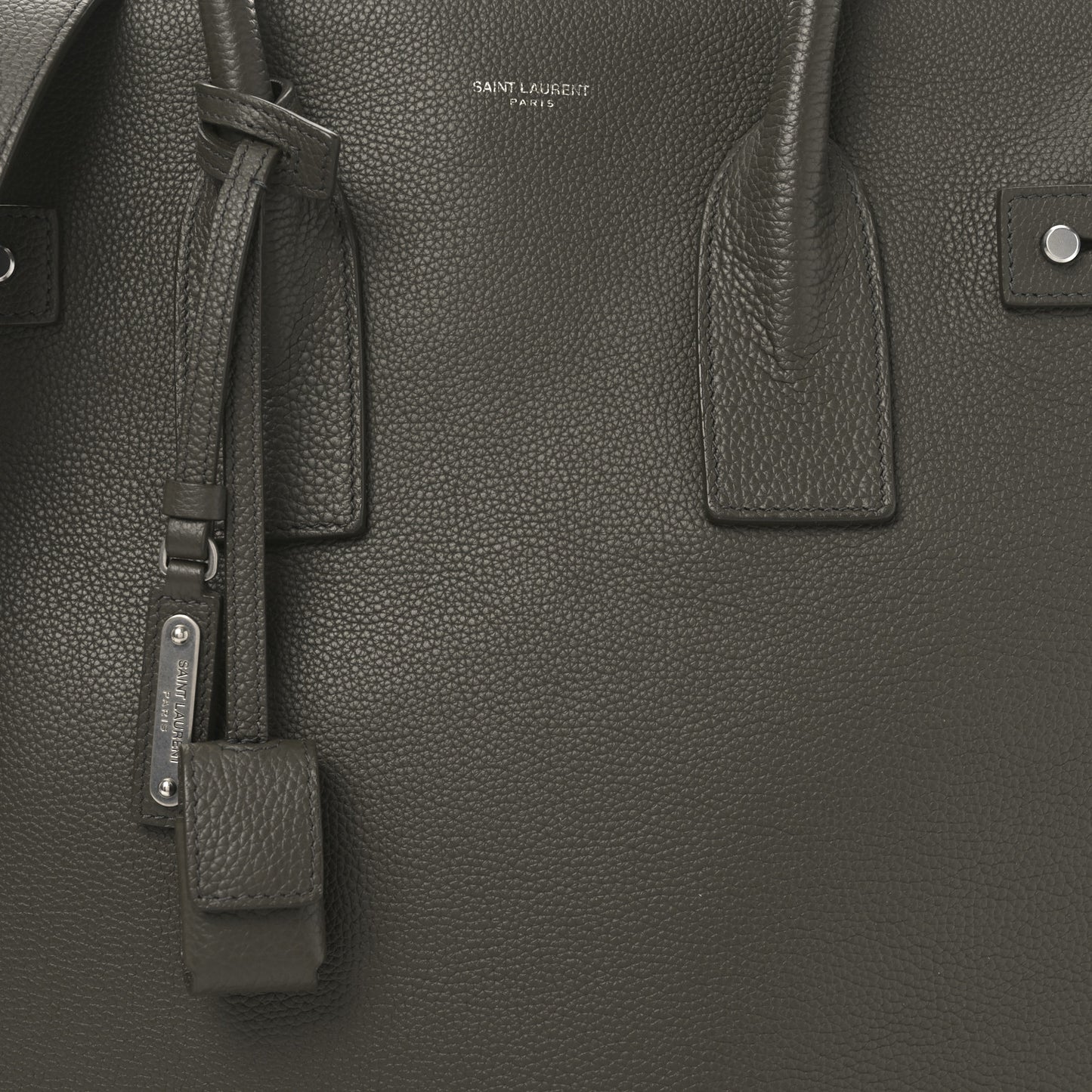 Grained Calfskin Sac De Jour Souple North South Tote Kaki Militaire