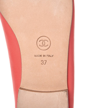 Chanel Lambskin Cap Toe CC Ballerina Flats 37 Corail 7 of 9
