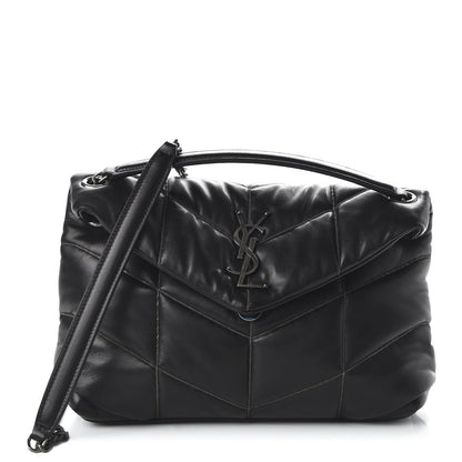 Saint Laurent Lambskin Quilted Small Loulou Puffer Monogram Chain Satchel Black 1 of 8
