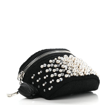 Chanel Tweed Pearl Lambskin Quilted Arm Coin Purse Black 4 of 8