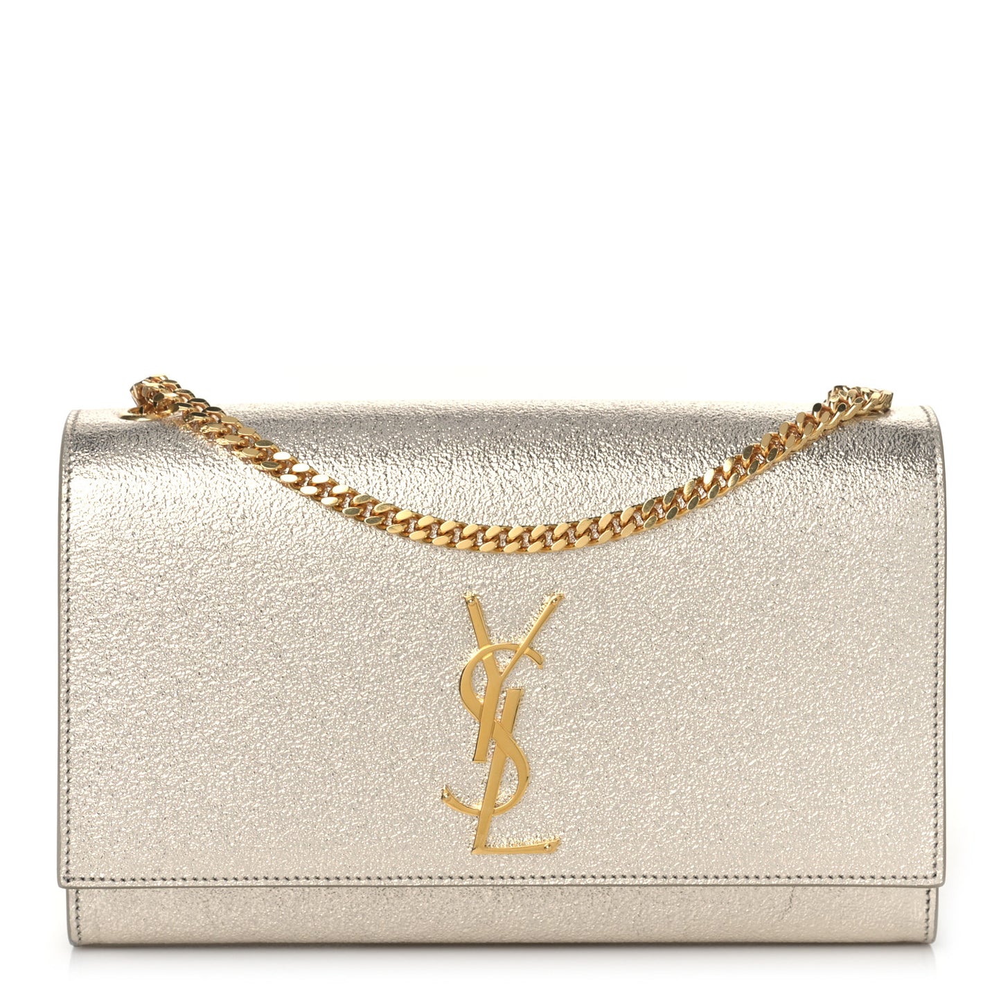 Metallic Calfskin Medium Classic Monogram Kate Satchel Pale Gold