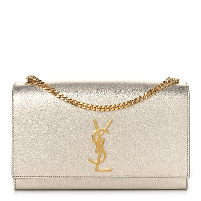 Saint Laurent Metallic Calfskin Medium Classic Monogram Kate Satchel Pale Gold 1 of 8