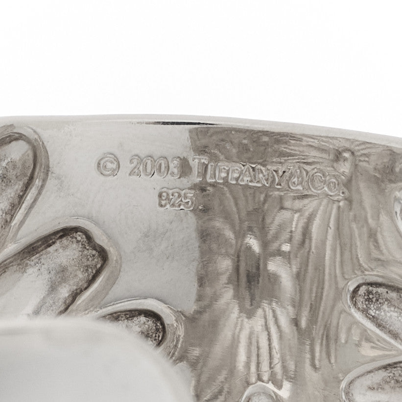 Sterling Silver Daisy Wide Cuff Bracelet