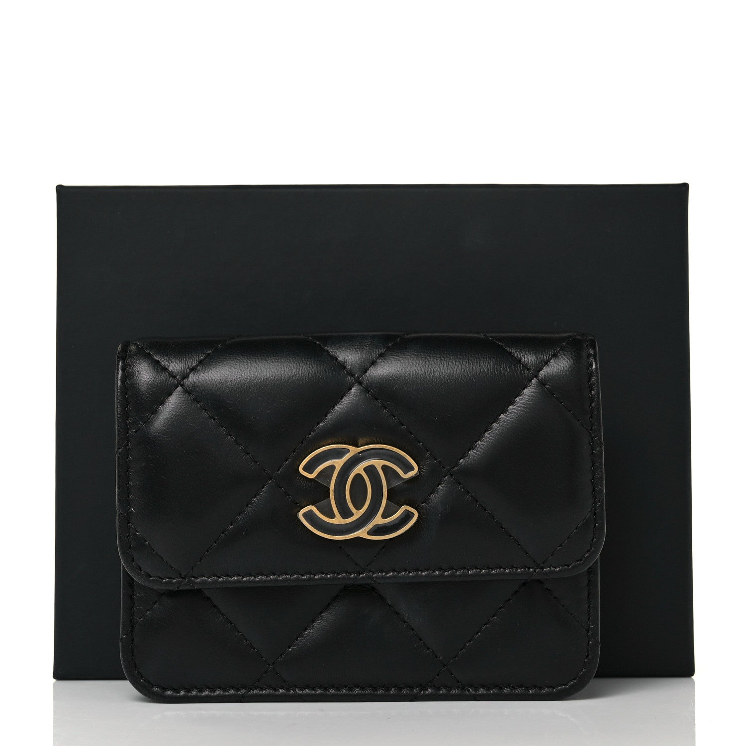Chanel Lambskin Enamel Quilted Pending CC Flap Belt Bag Black 11 of 11