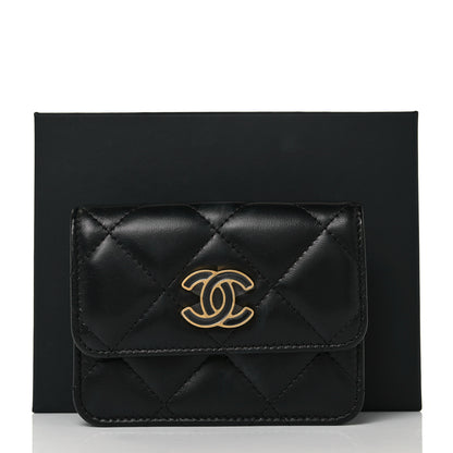 Chanel Lambskin Enamel Quilted Pending CC Flap Belt Bag Black 11 of 11