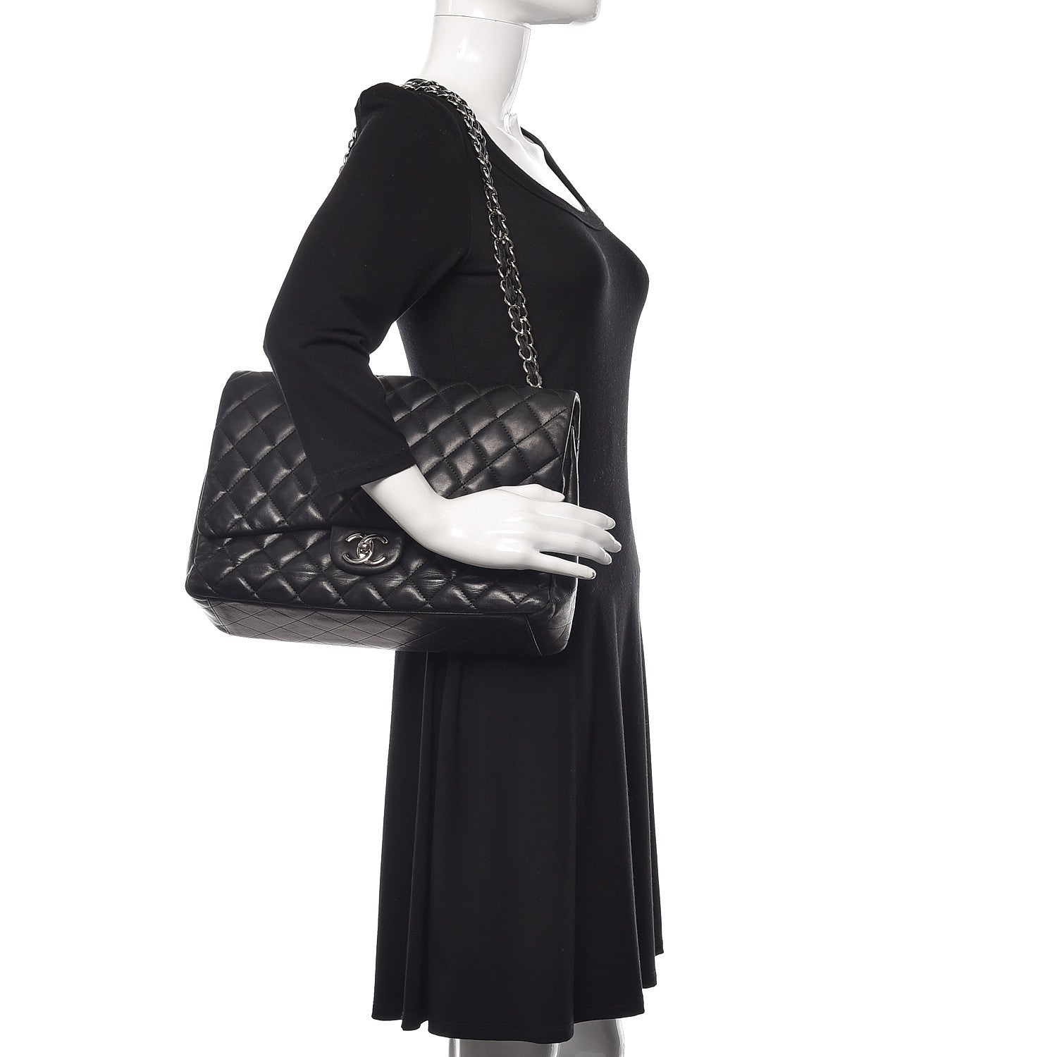 Chanel Lambskin Quilted Maxi Double Flap Black 2 of 18