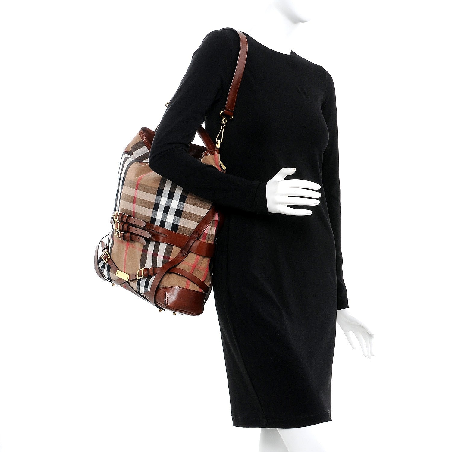 Burberry House Check Bridle Calfskin Medium Gosford Hobo Dark Tan 2 of 12