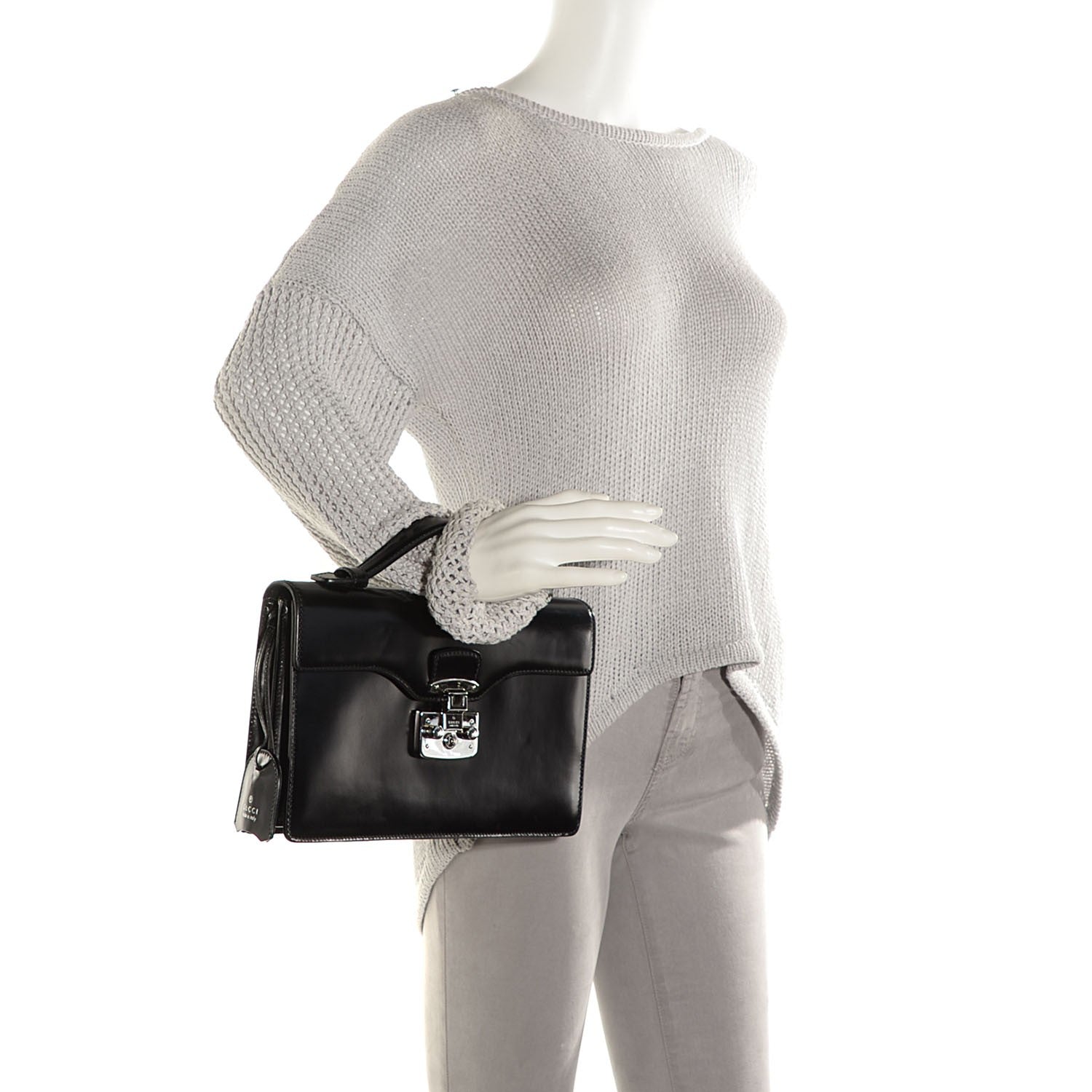 Gucci Regent Calfskin Small Lady Lock Briefcase Clutch Black 2 of 7