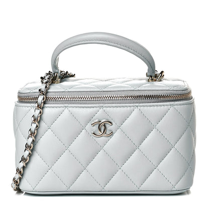 Chanel Lambskin Quilted Small Top Handle Vanity Case With Chain Light Blue 1 of 10