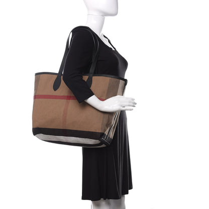 Burberry Coated Canvas Mega Check Medium Doodle Tote Black 2 of 15