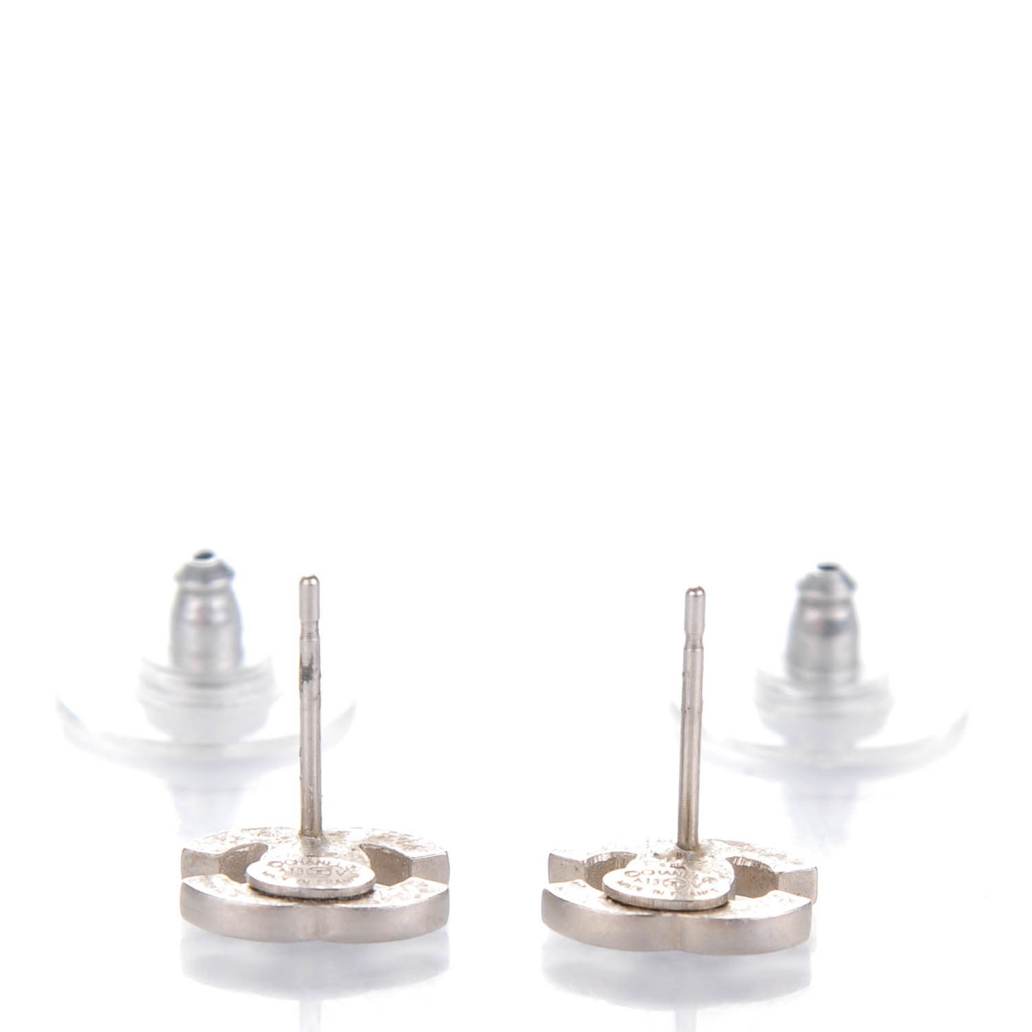 Chanel Crystal Timeless CC Earrings Silver 3 of 5