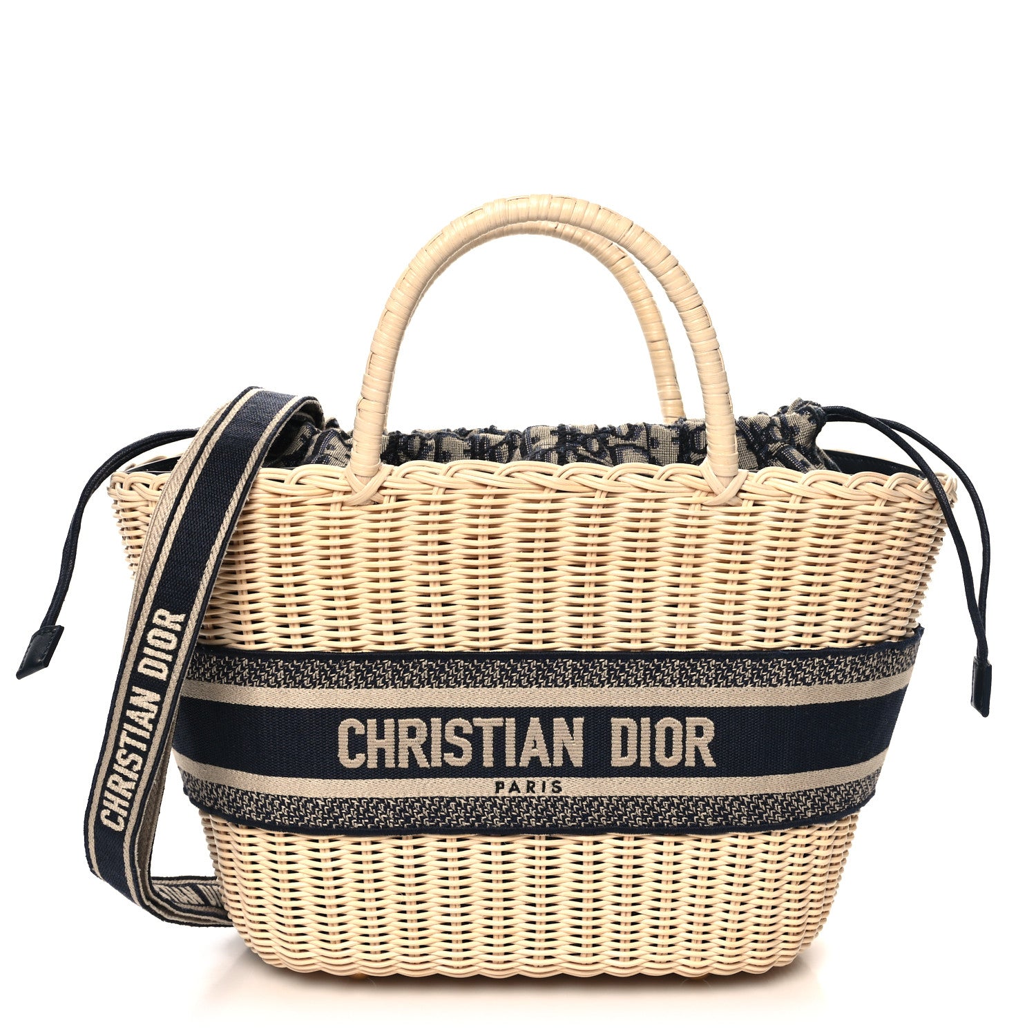 Christian Dior Wicker Oblique Basket Bag Blue 1 of 10