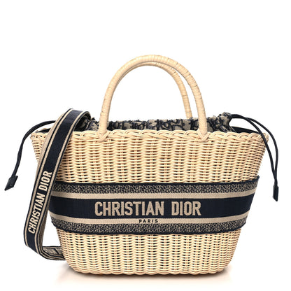 Christian Dior Wicker Oblique Basket Bag Blue 1 of 10