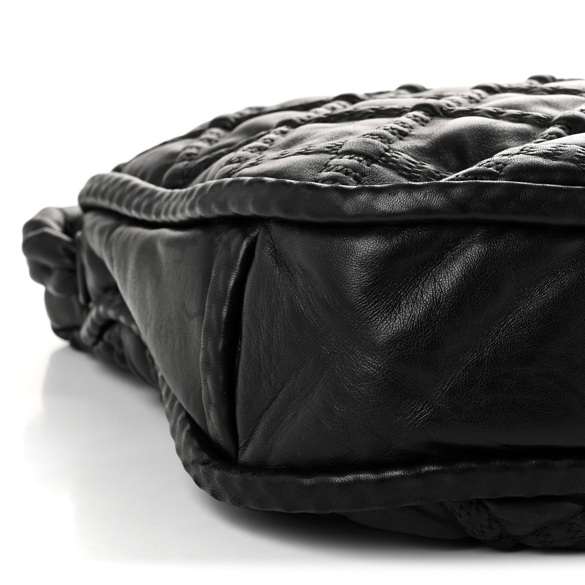 Lambskin Quilted Hidden Chain Hobo Black