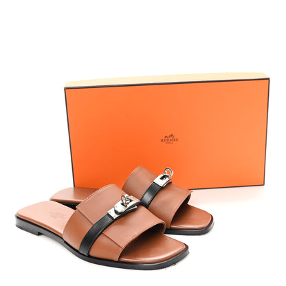 Hermes Calfskin Giulia Sandals 36 Naturel Black 10 of 10