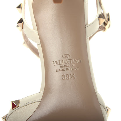 Valentino Garavani Pebbled Calfskin Rockstud Ankle Strap Pumps 39.5 Ivory 9 of 11