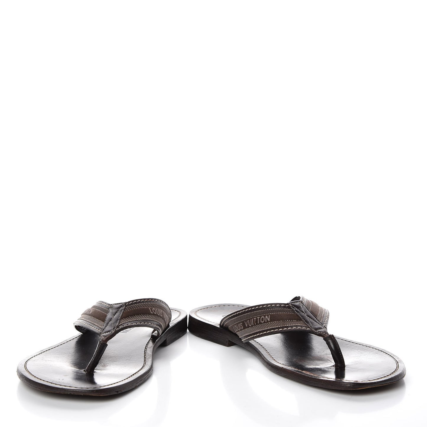 Canvas Damier Mens Thong Sandals 8.5 Brown