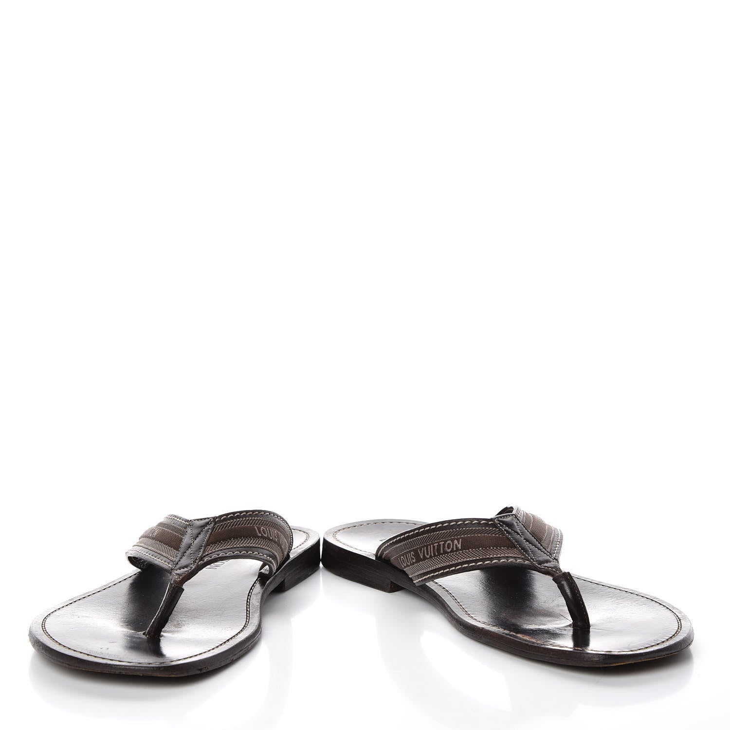 Louis Vuitton Canvas Damier Mens Thong Sandals 8.5 Brown 5 of 11