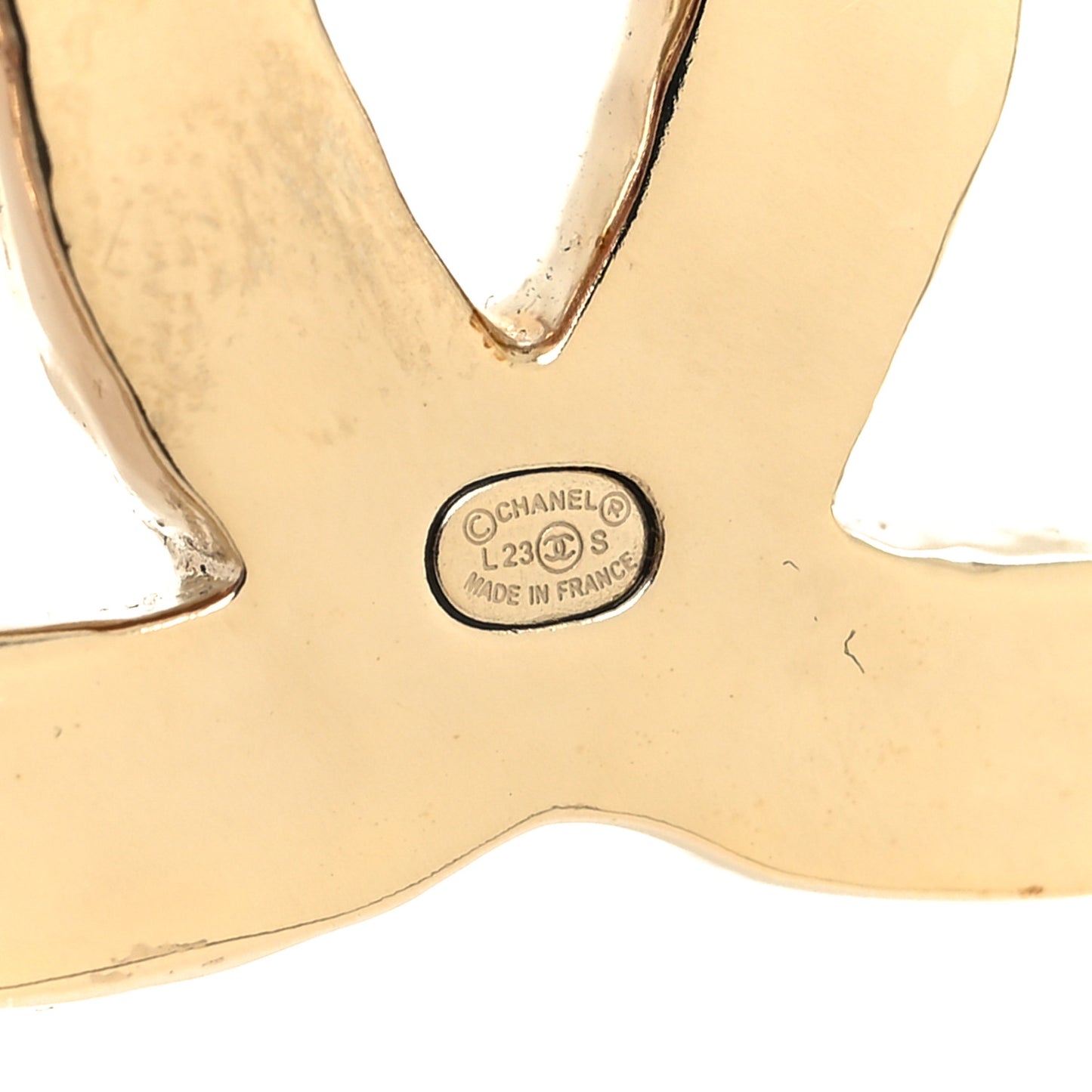 Metal Crystal CC Brooch Gold