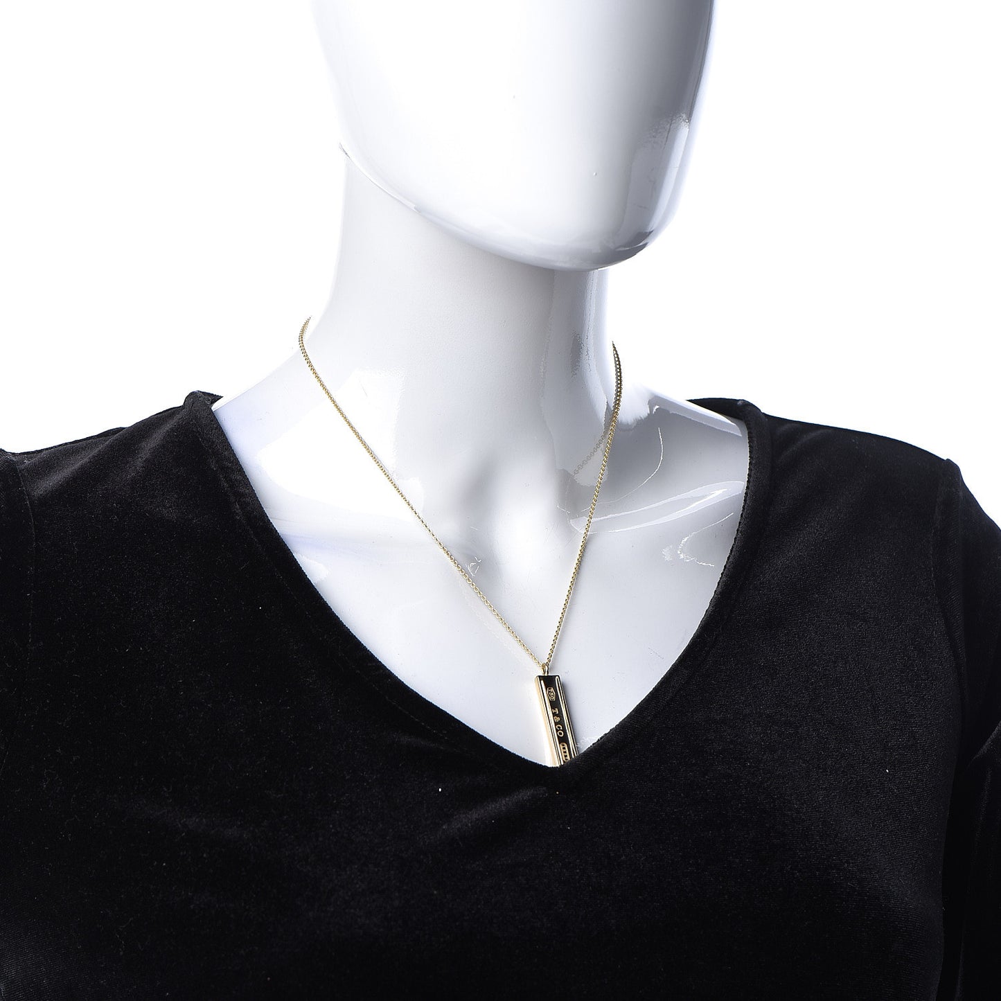 18K Yellow Gold 1837 Bar Pendant Necklace