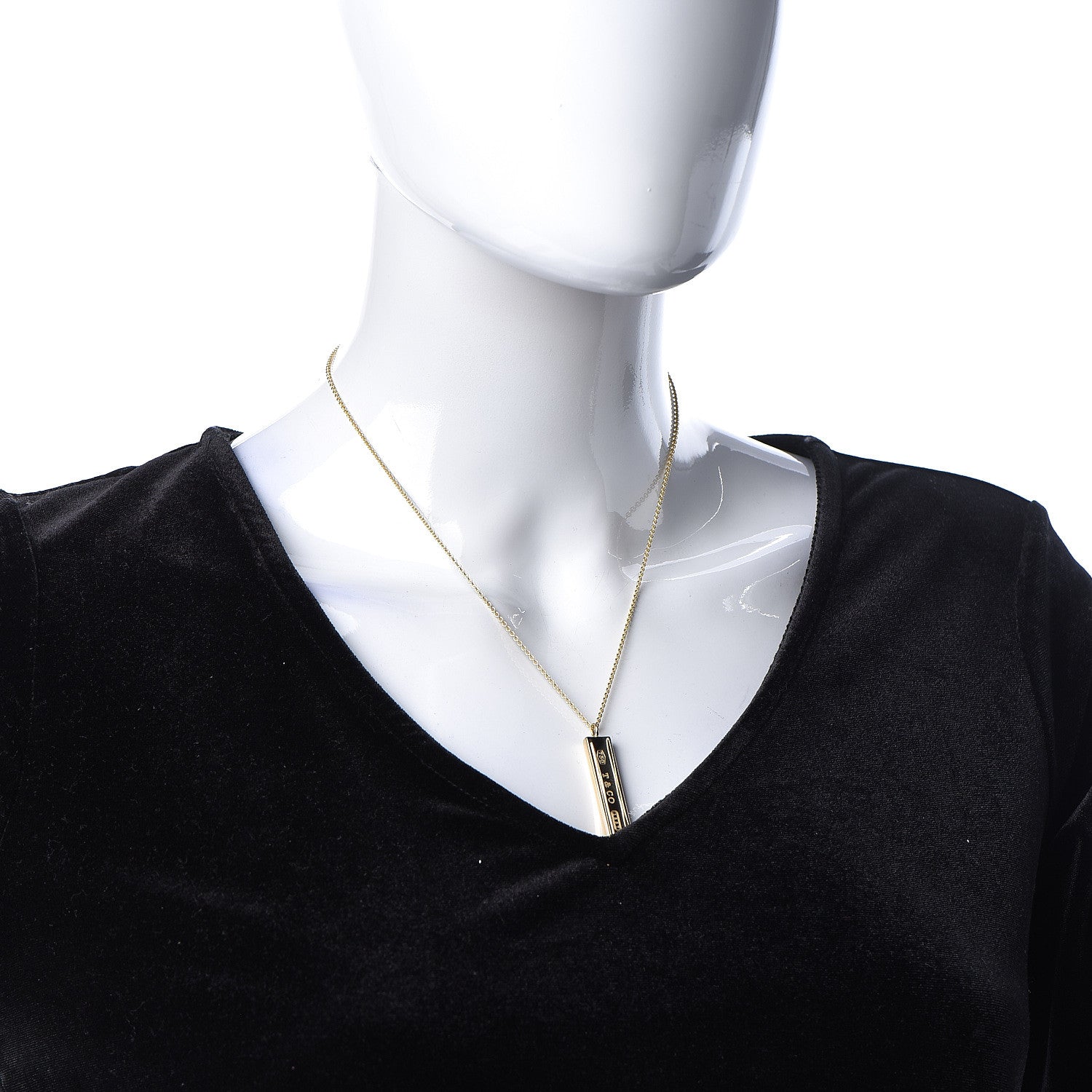 Tiffany 18K Yellow Gold 1837 Bar Pendant Necklace 2 of 8
