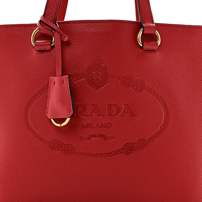 Prada Vitello Phenix Embossed Logo Tote Rosso 8 of 10
