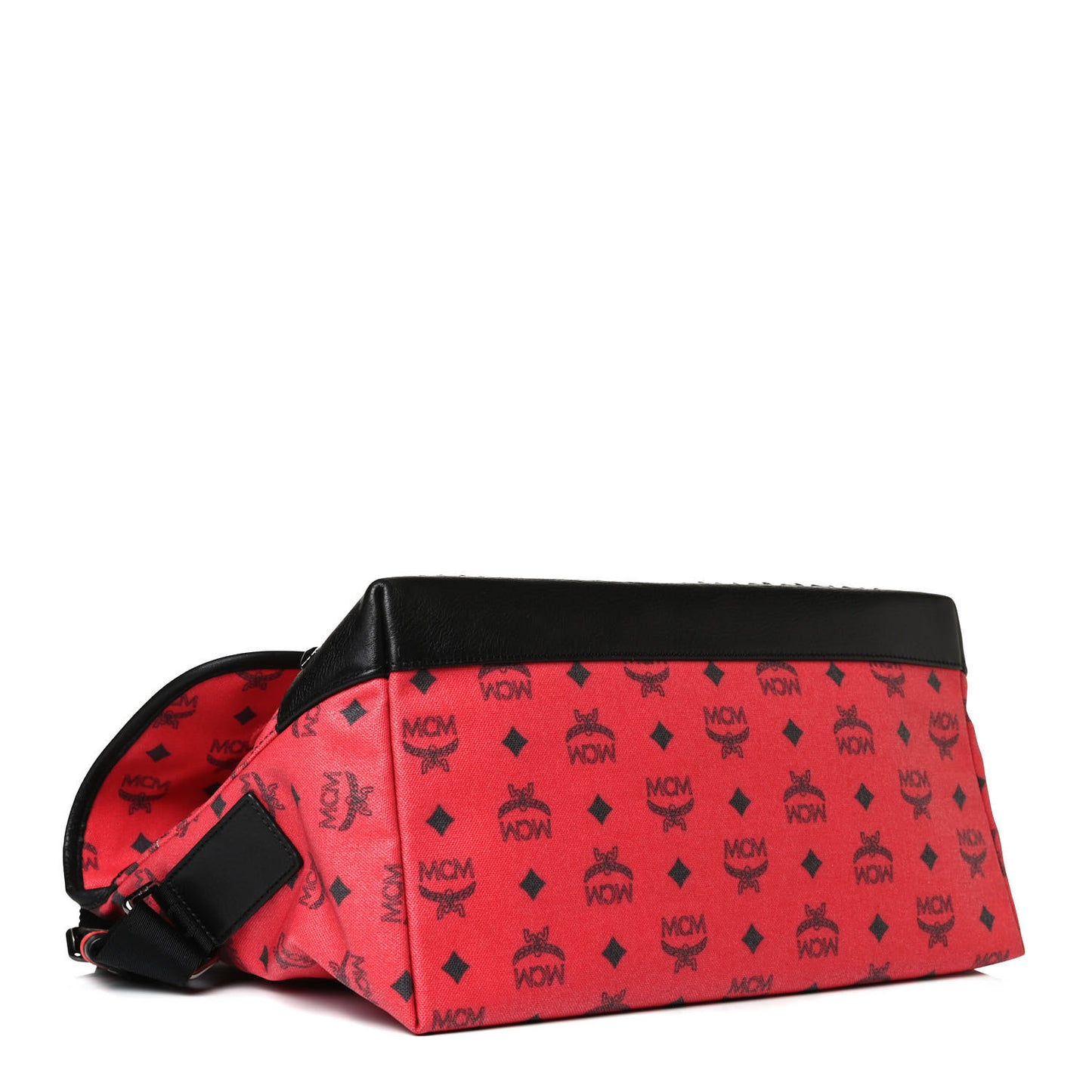 X Ekocycle Monogram Coated Canvas Studded Messenger Bag Red