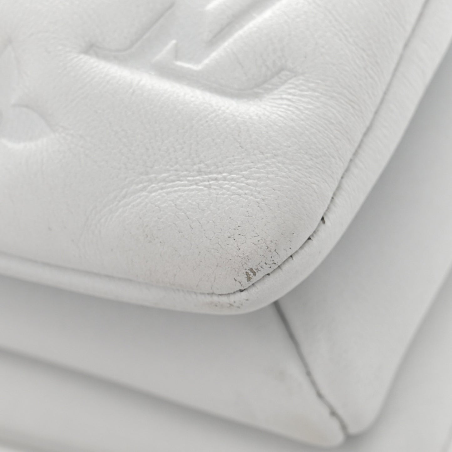 Lambskin Embossed Monogram Coussin BB White