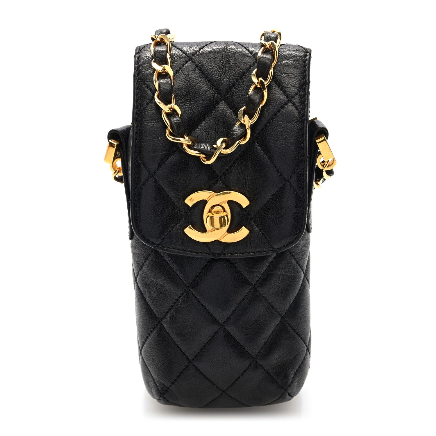 Chanel Lambskin Quilted Phone Holder Black 1 of 9