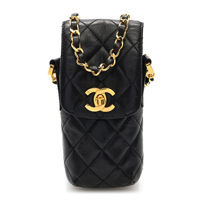 Chanel Lambskin Quilted Phone Holder Black 1 of 9