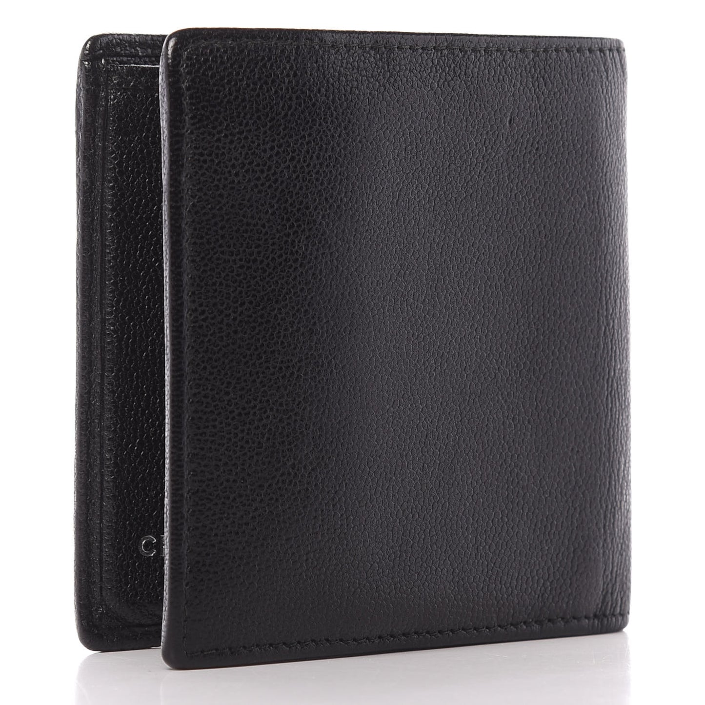 Caviar CC Button Bi-Fold Wallet Black