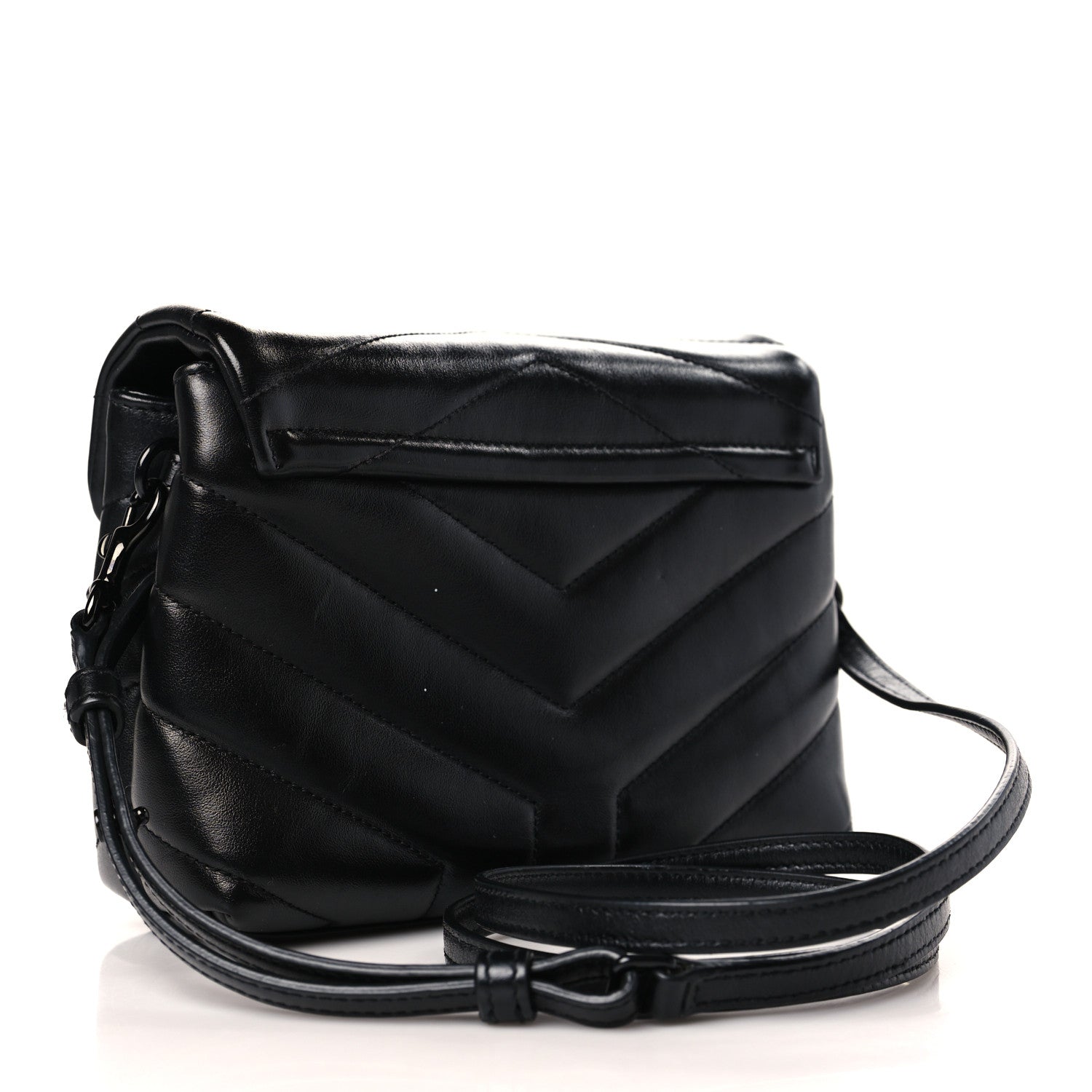 Saint Laurent Calfskin Y Quilted Monogram Monochrome Toy Loulou Crossbody Bag Black 3 of 10