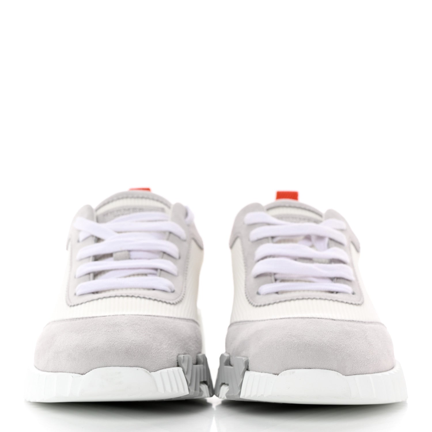 Hermes Technical Canvas Suede Goatskin Bouncing Sneakers 37 White Multicolor 2 of 10