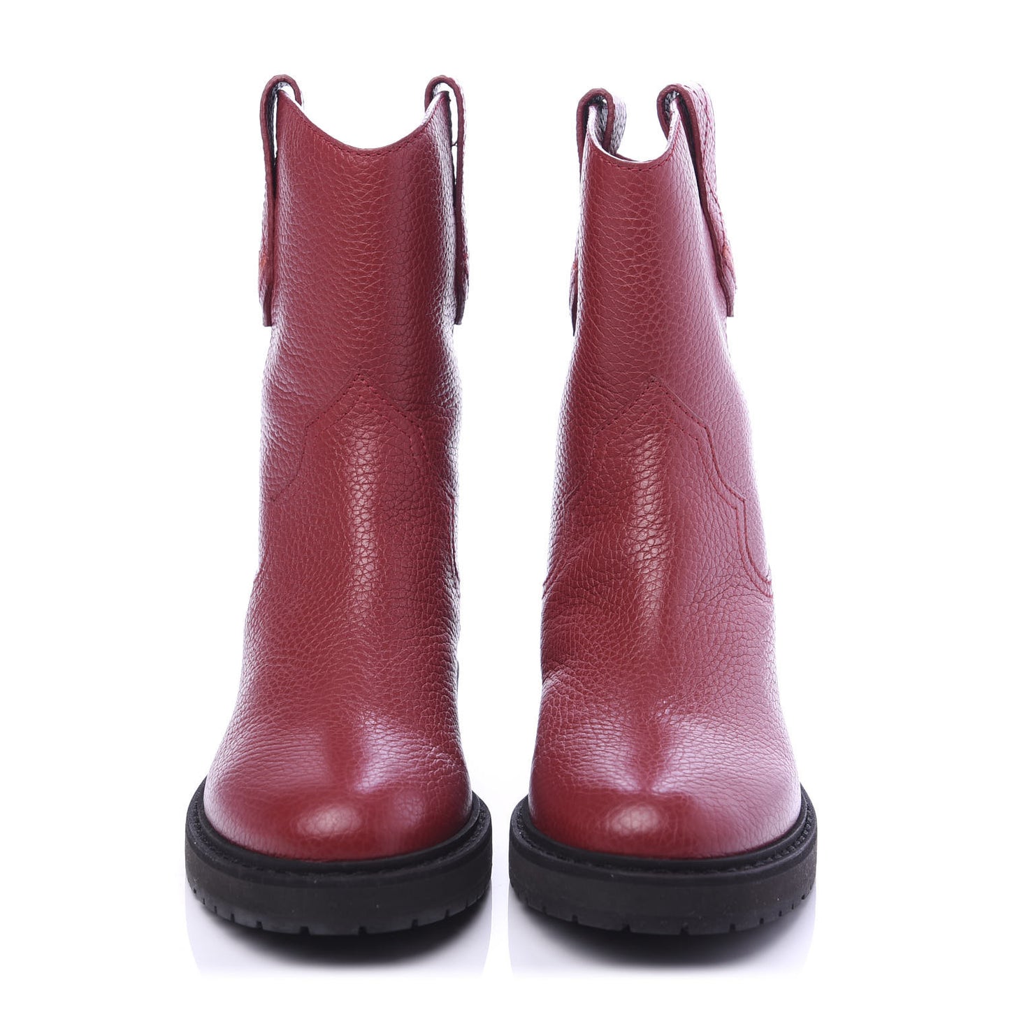 Grained Calfskin Ankle Boots 38.5 Red