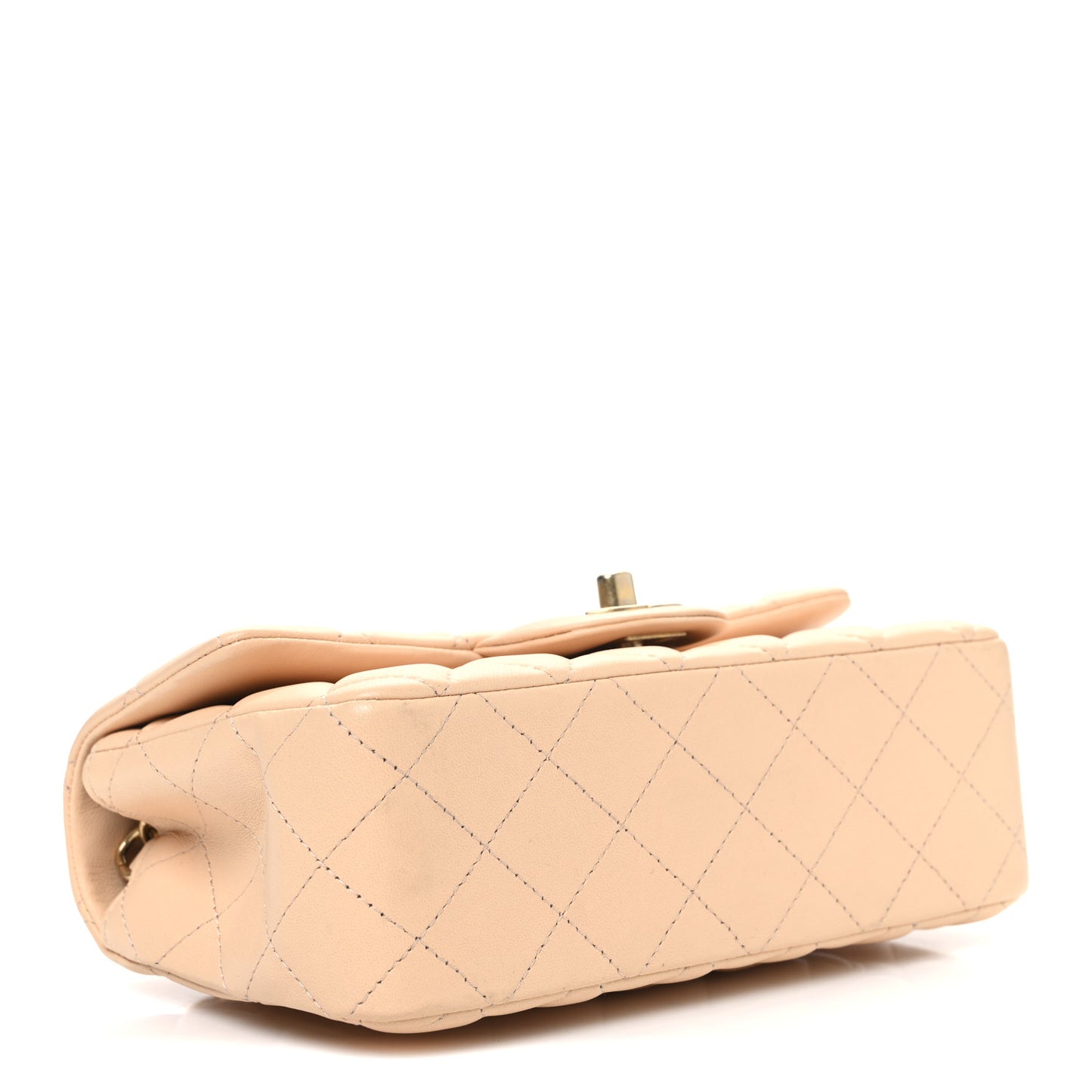 Lambskin Quilted Mini Rectangular Flap Beige