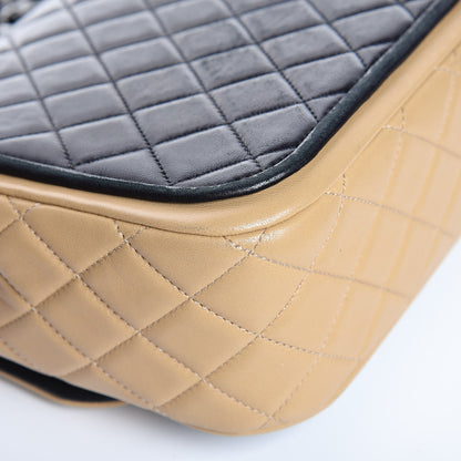 Chanel Lambskin Quilted Large Twist Two Tone Flap Bag Black Beige 11 of 14