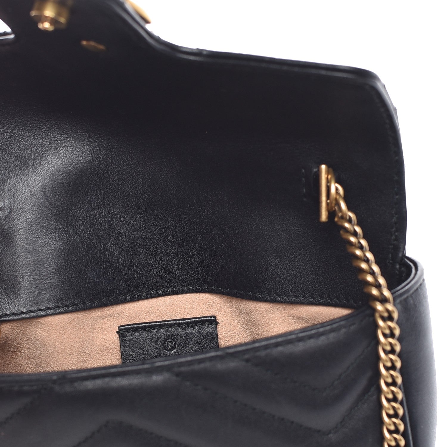 Gucci Calfskin Matelasse Super Mini GG Marmont Shoulder Bag Black 9 of 10