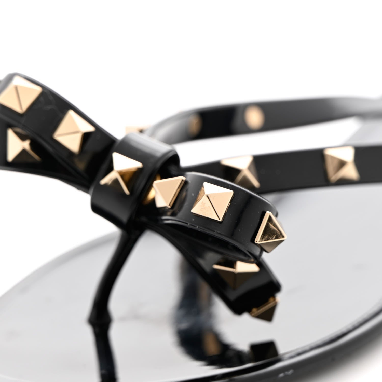 Valentino Garavani PVC Jelly Rockstud Bow Thong Sandals 37 Black 8 of 9