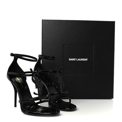 Saint Laurent Patent Cassandra 100 Ankle Strap Sandals 38.5 Black 10 of 10