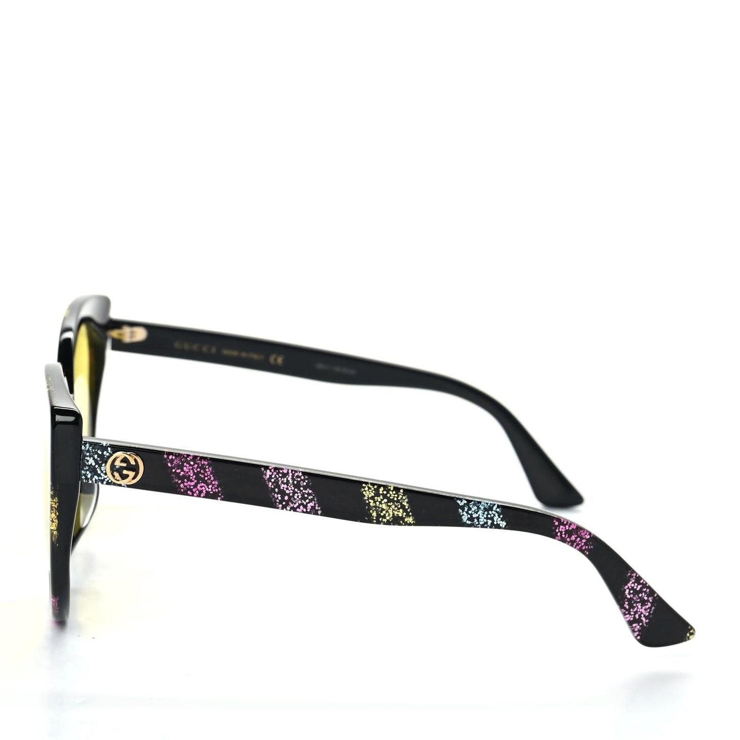 Glitter Acetate Cat Eye Sunglasses GG0325SA Black Yellow