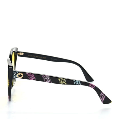 Gucci Glitter Acetate Cat Eye Sunglasses GG0325SA Black Yellow 3 of 8