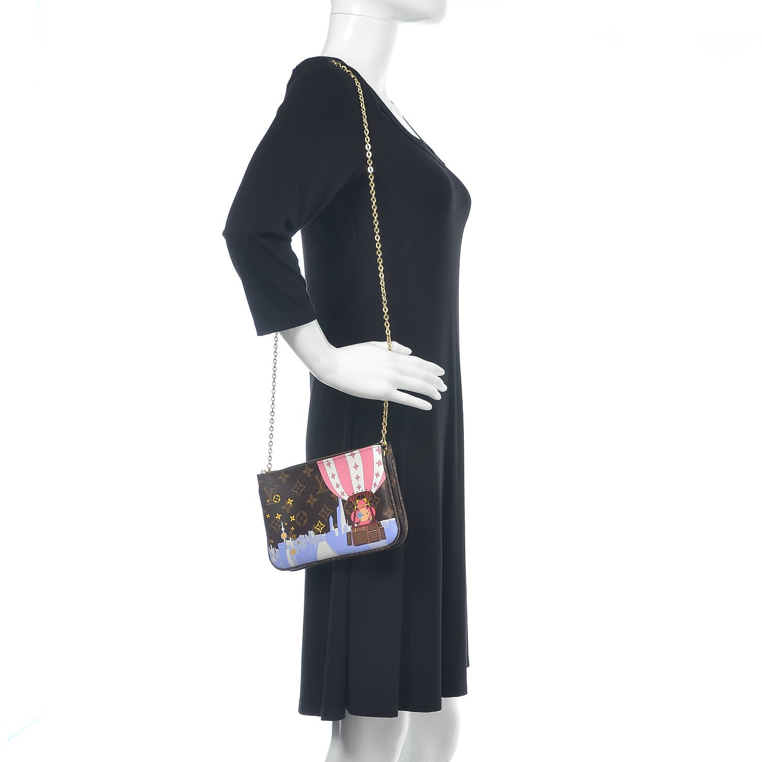 Louis Vuitton Monogram 2019 Christmas Animation Double Zip Pochette 2 of 8