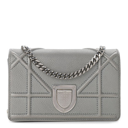 Christian Dior Metallic Grained Calfskin Baby Diorama Flap Bag Grey 1 of 10